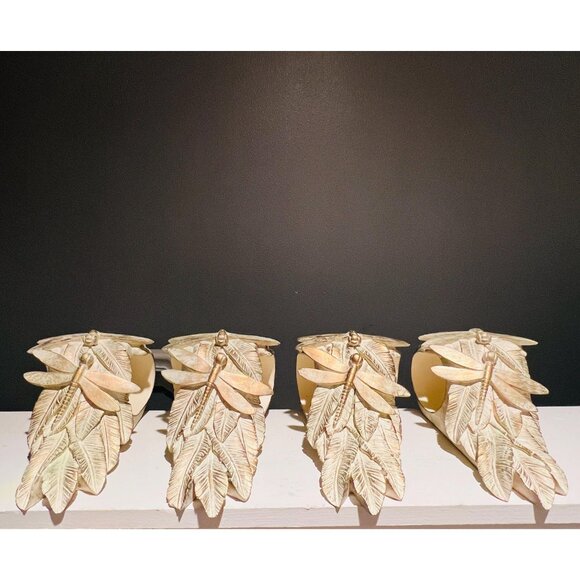 Dragonfly Leaf Wall Sconces – Resin Candle Holders, Rustic Nature-Inspired - Picture 2 of 8